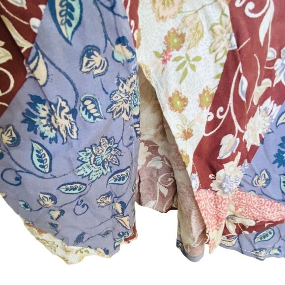 NWT Maurices Tunic Top XXL Rayon Patchwork Purple Print Long Sleeves - Picture 7 of 10